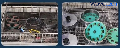 Các bộ phận mạ điện trước và sau khi rửa siêu âm